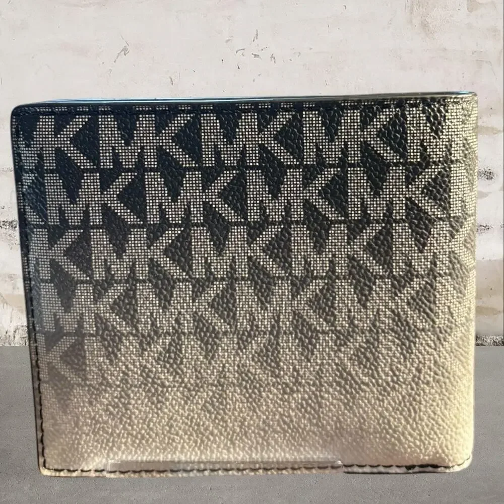 Michael Kors $138 Men’s MK Logo Bifold Wallet in Black Ombre NWT